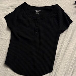American Eagle Outfitters Black Ribbed Blouse